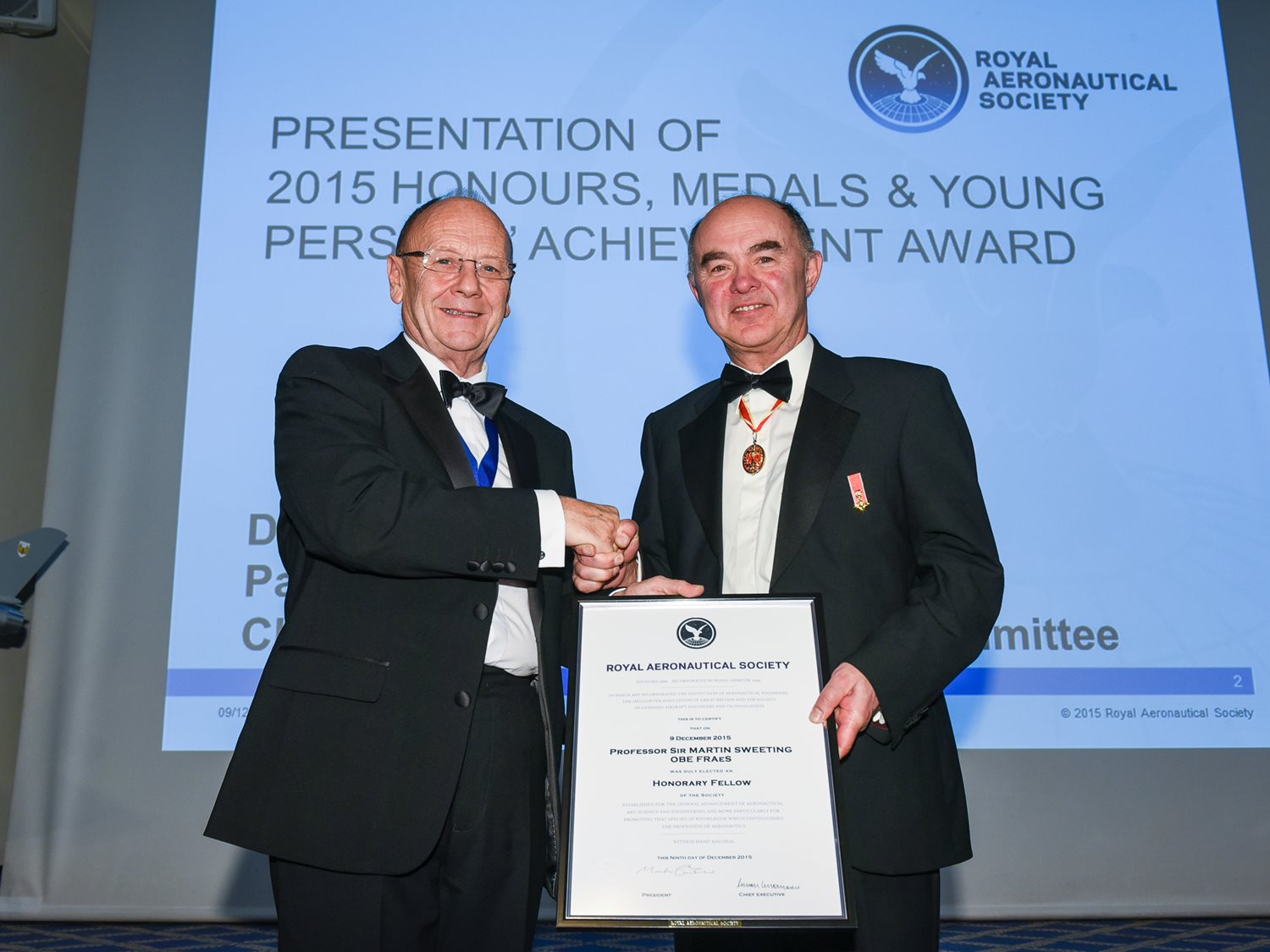 Sir Martin Sweeting awarded Honorary Fellowship by the RAeS