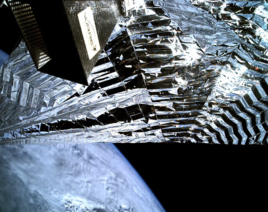 TechDemoSat-1 on-board camera captures drag sail deployment